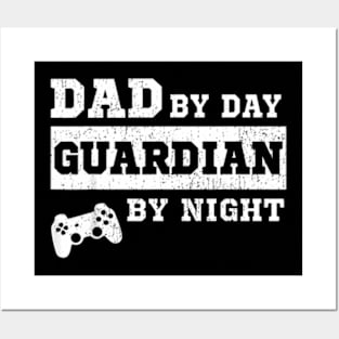 Mens  Dad By Day Guardian By Night Gamer Dad Fathers Day Posters and Art